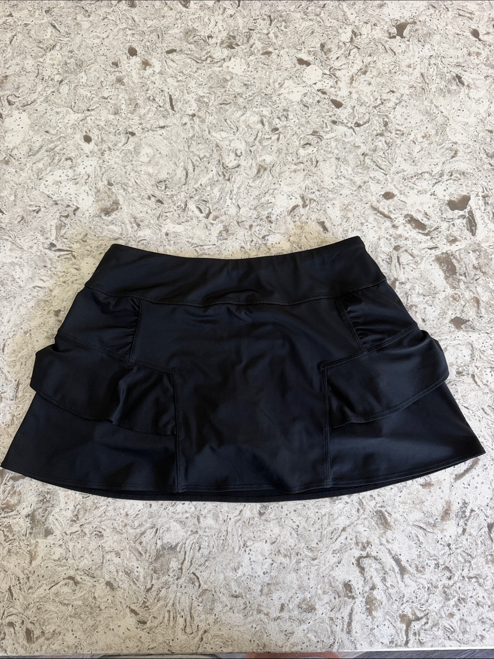 Black Athletic Skort with back zippered pocket—Women's Active Skirt